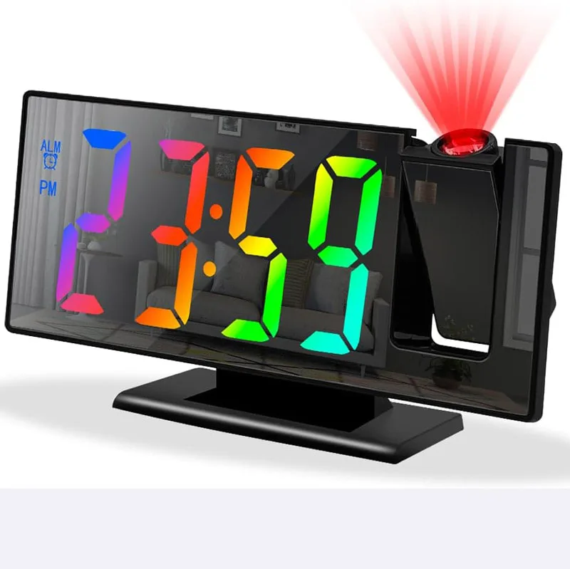 Colorul Projection LED Clock with colorful display and alarm,Time projection on ceiling/wall,ideal for bedroom