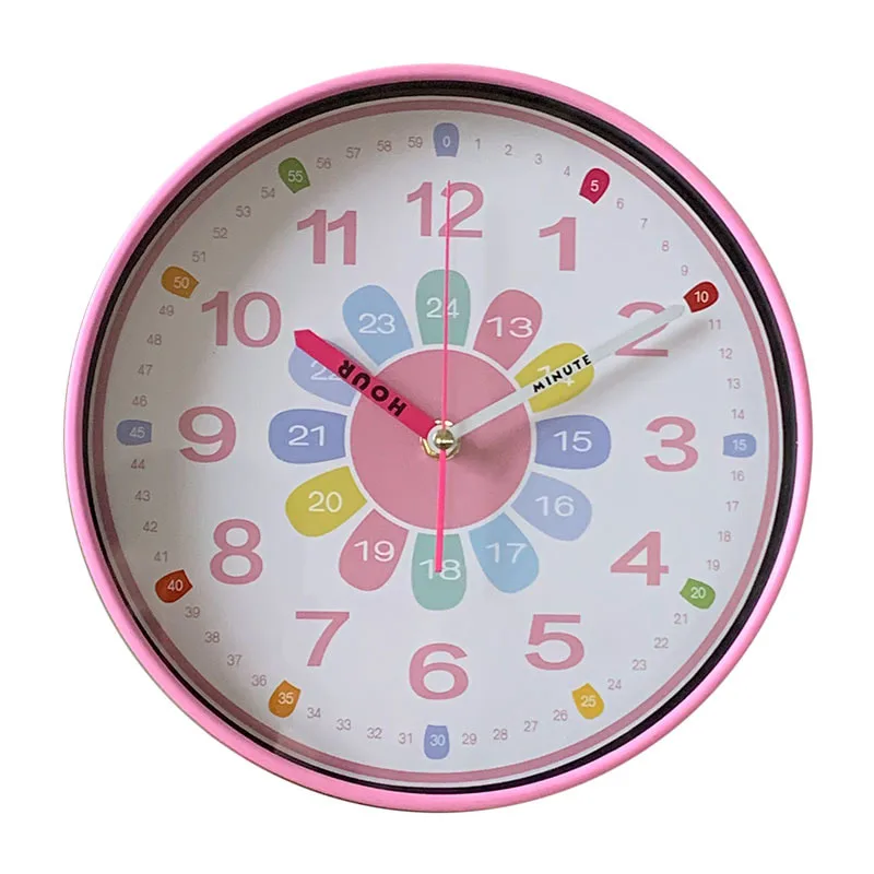 minimalist wall clock, 25 cm 10inch plastic frame, silent movement, Educational function: Helps kids learn time,perfect for kids room,Clocks for classroom learning